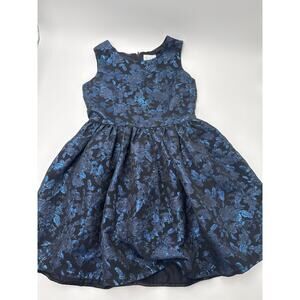 Childrens Place Girls Dress 12 Black Blue Floral Party Holiday Dress